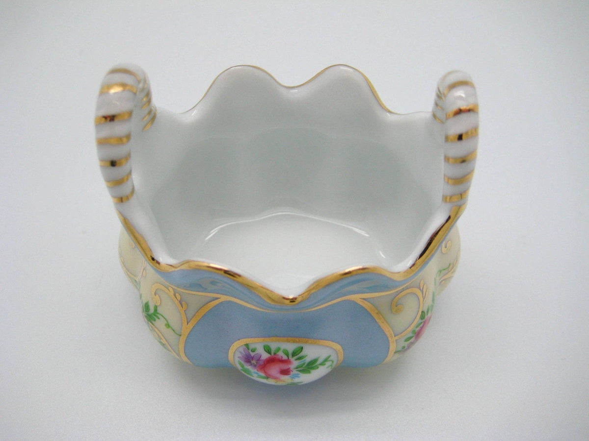 Mini Victorian Antique Basket Jewelry Box Deluxe Gold