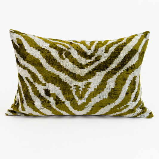 Silk Velvet Ikat Lumbar Pillow Cover