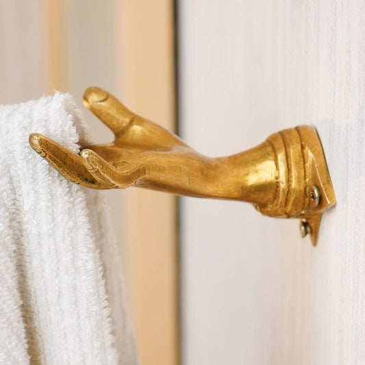 1 Piece Brass Hand Shape Hooks for Closet Gold Mudra Hangers