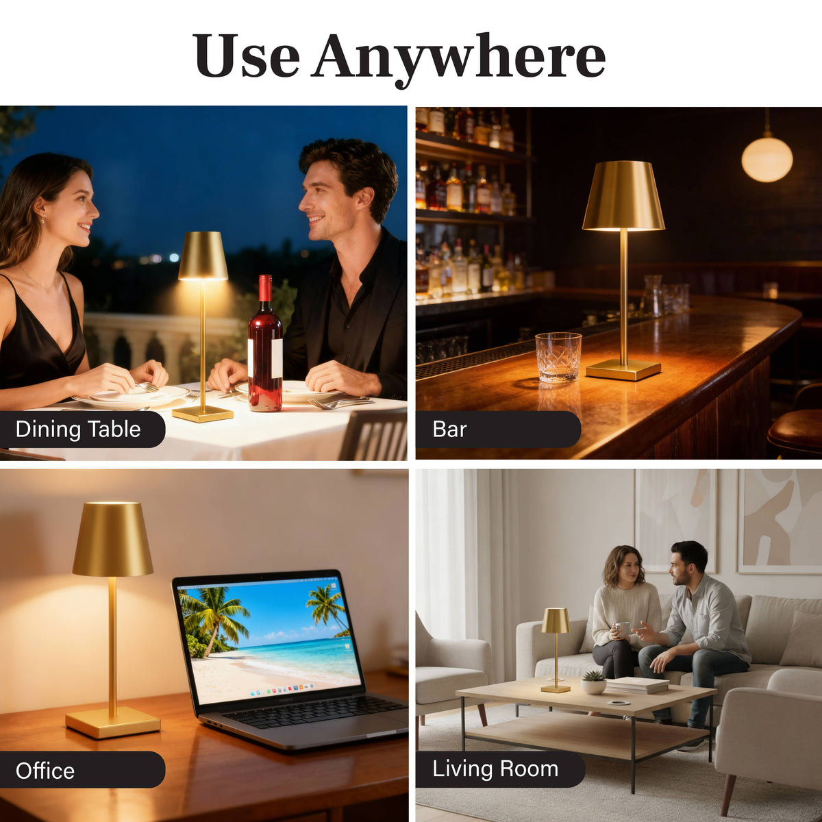 Bell + Howell by Design Nora Gold Modern Dimmable Table Lamp