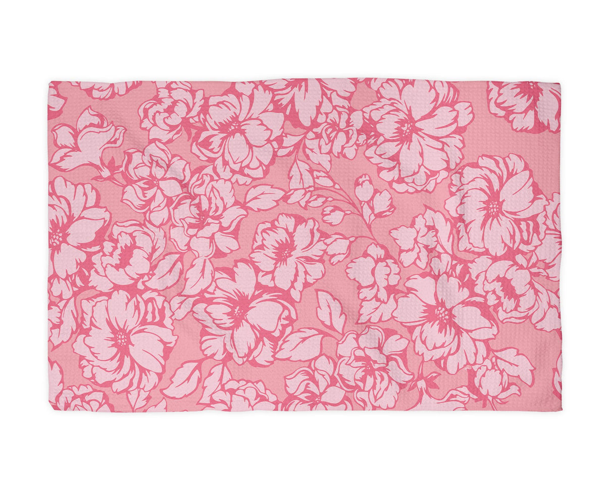 Chinoiserie Floral Kitchen Towel Vase Pink Spring Flower