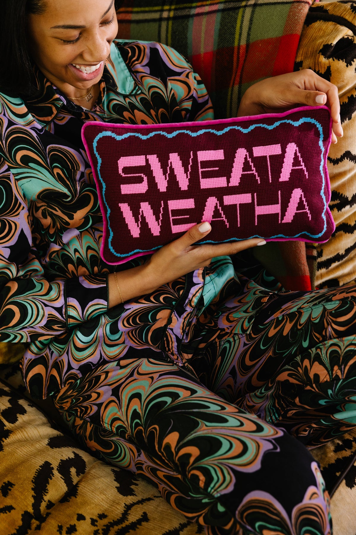 Sweata Weatha Needlepoint Pillow