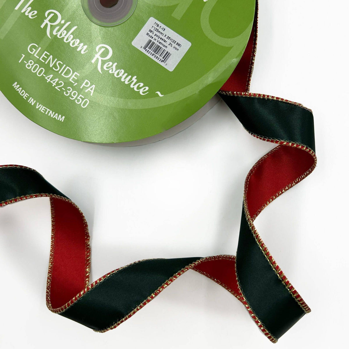 1 Inch Reversible Metallic Ribbon with Wired Edge