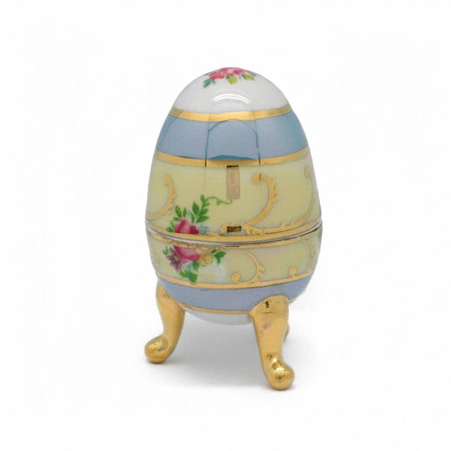 Small Victorian Antique Egg Jewelry Box Deluxe Gold