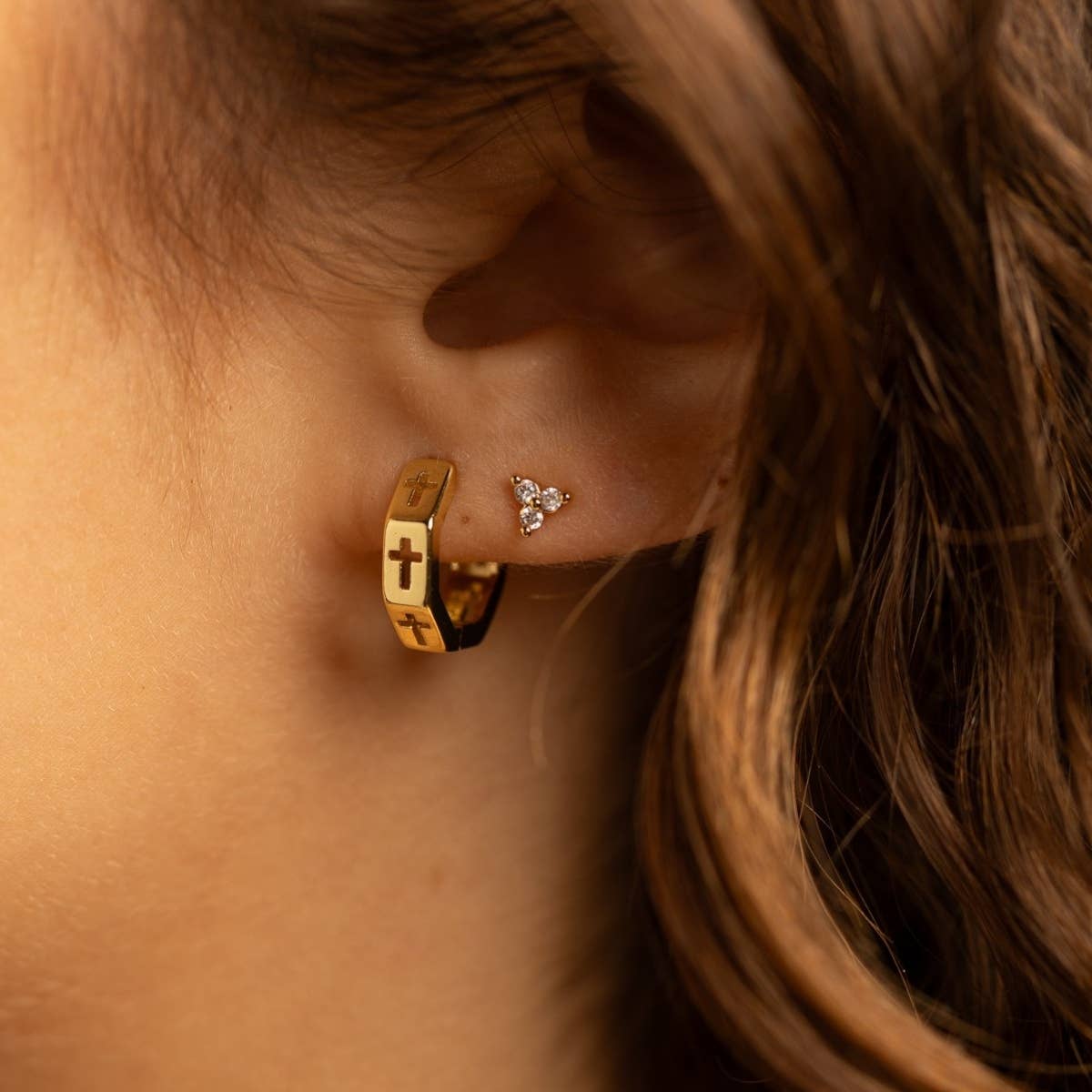 Triple Cluster Studs on Velvet Tag