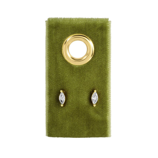 Minimalist Marquise Faux Diamond Studs on Velvet Tag