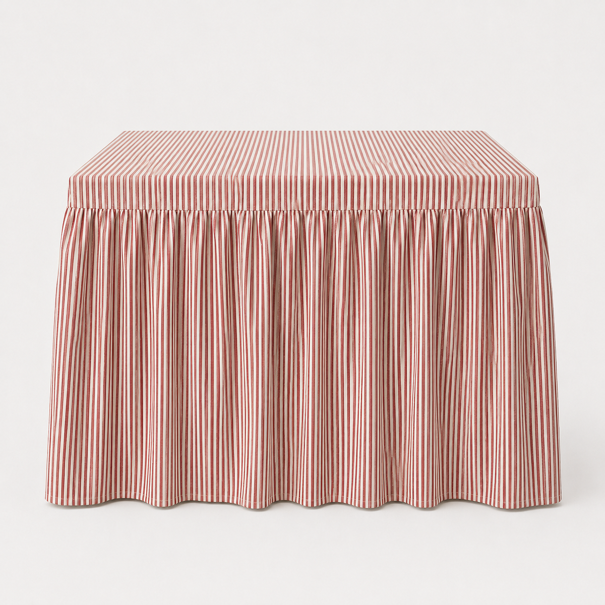 PRE-ORDER || Mahjong Game Tablecloth - Skirted Linen Thin Stripe in Red