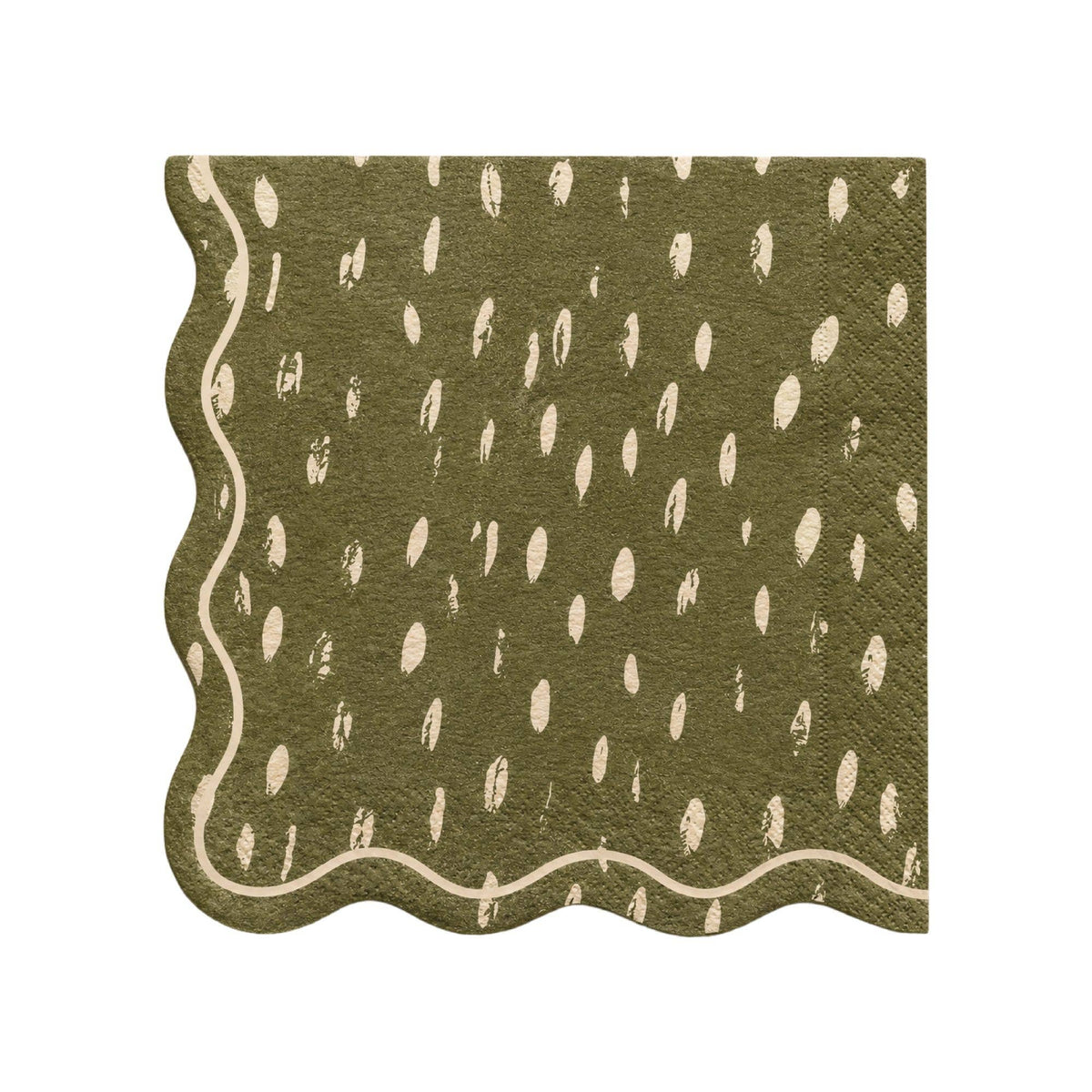 Dapple Dot Wavy Edge Lunch Napkins - Olive