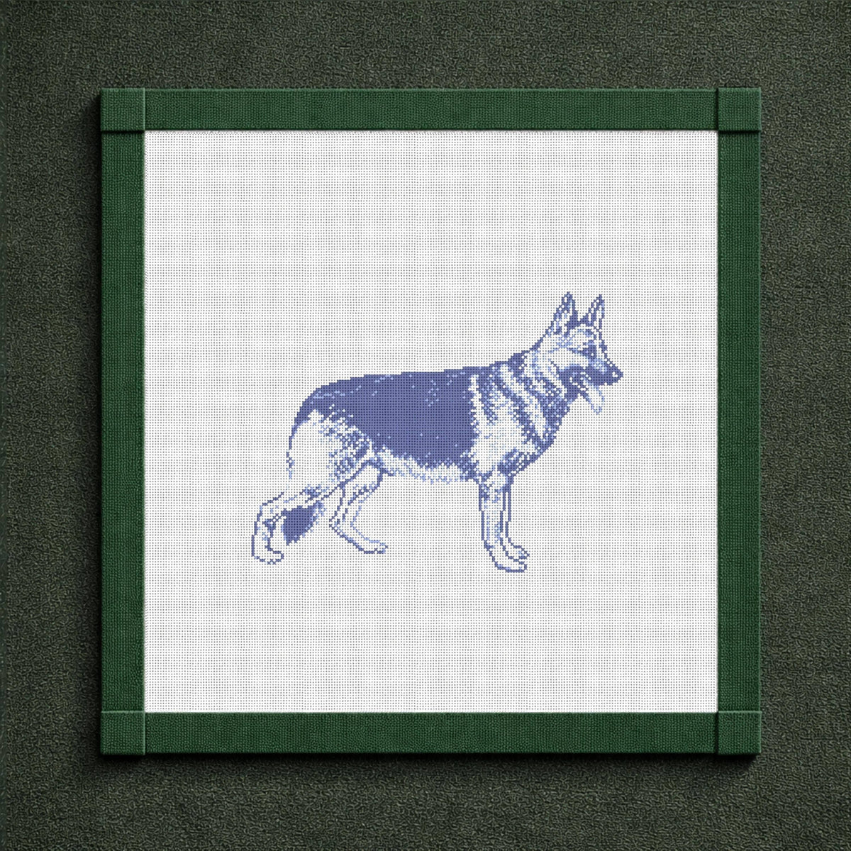 PRE-ORDER || Vintage Blue Toile German Shepherd Needlepoint Canvas