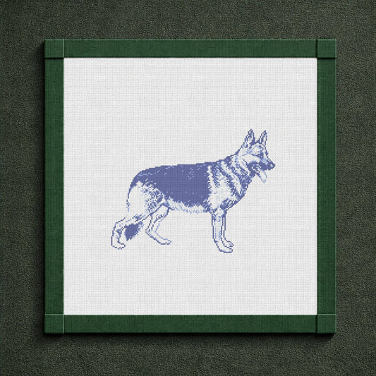 PRE-ORDER || Vintage Blue Toile German Shepherd Needlepoint Canvas