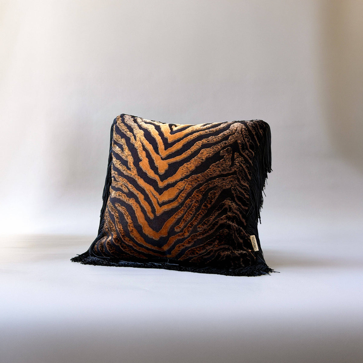 Sable | Tiger Print Fringe Pillow