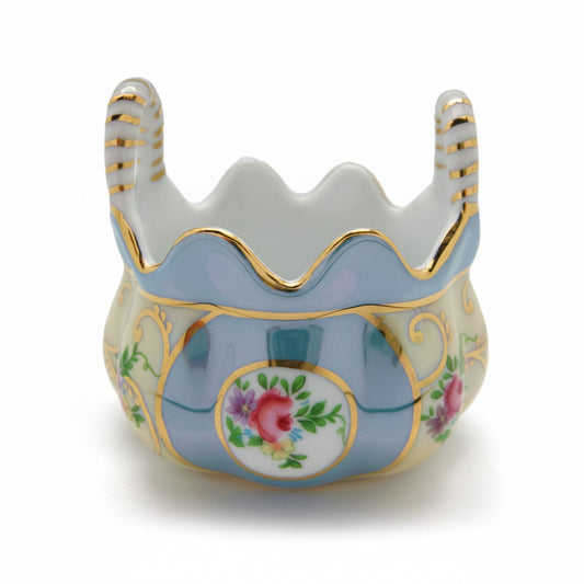 Mini Victorian Antique Basket Jewelry Box Deluxe Gold