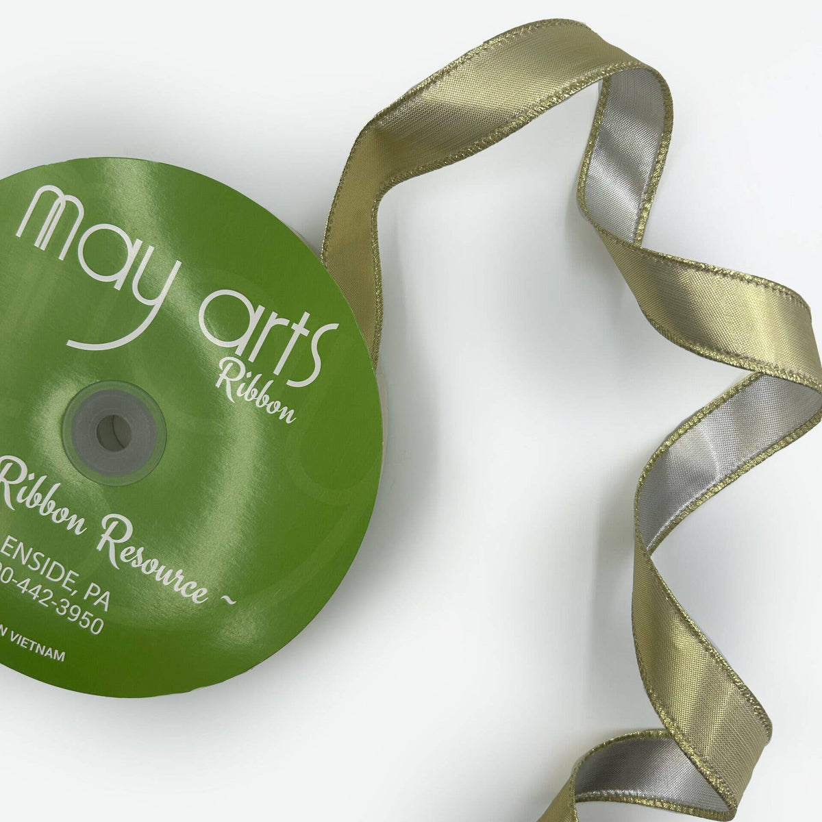 1 Inch Reversible Metallic Ribbon with Wired Edge