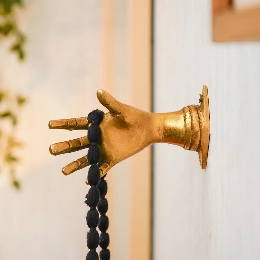 1 Piece Brass Hand Shape Hooks for Closet Gold Mudra Hangers
