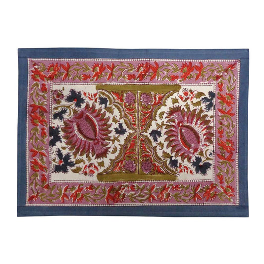 Paradise Block Print Cotton Canvas Table Mats (Set of 2)