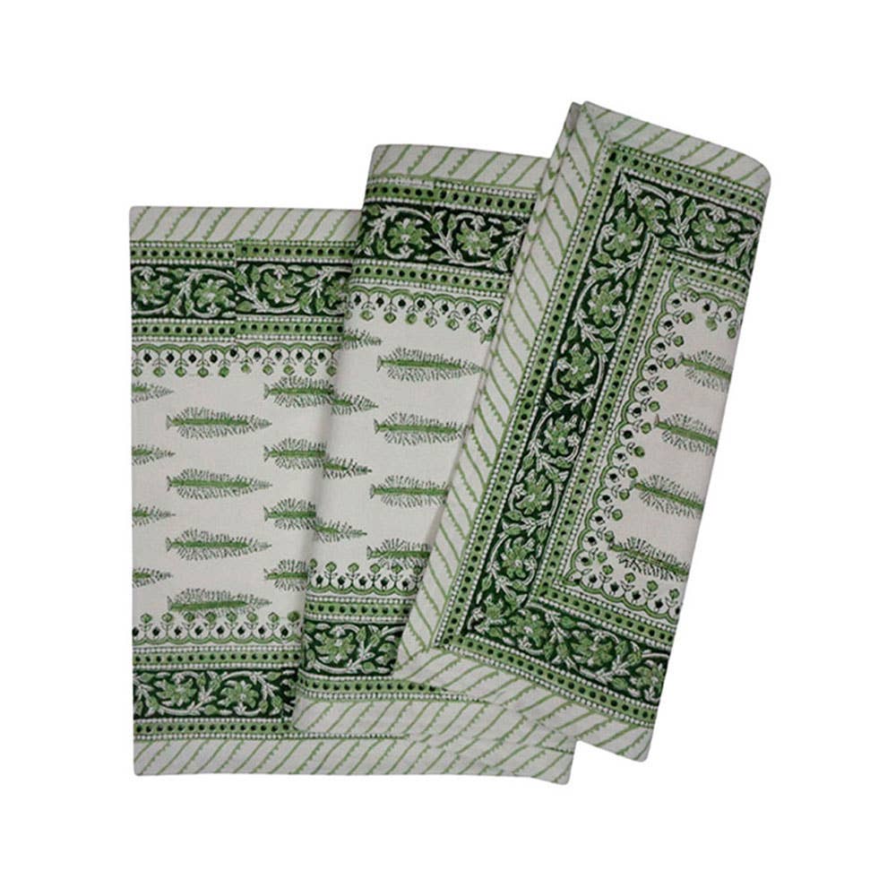 Winter Fall Tree Vineyard Block Print Table Runner