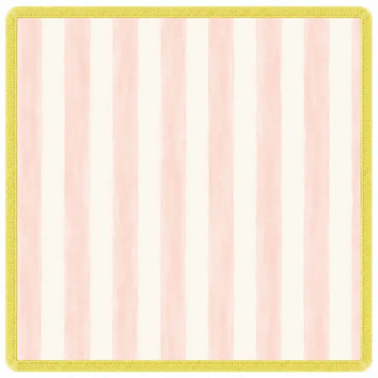 Cabana Mahjong Mat - Pink & Ivory with Citrus Fringe
