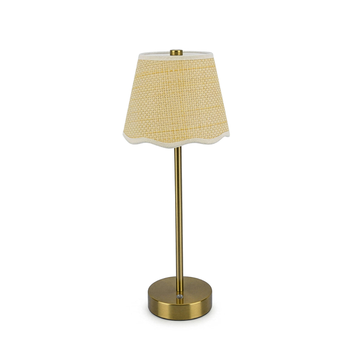 Table Lamp – Raffia White Scallop, Plain Stem
