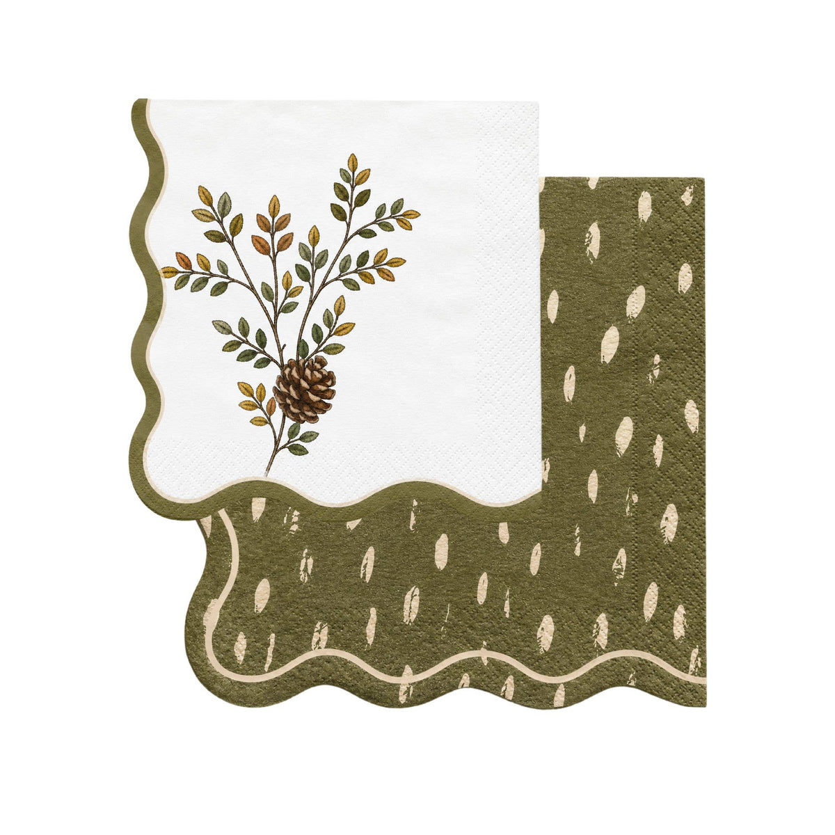 Dapple Dot Wavy Edge Lunch Napkins - Olive