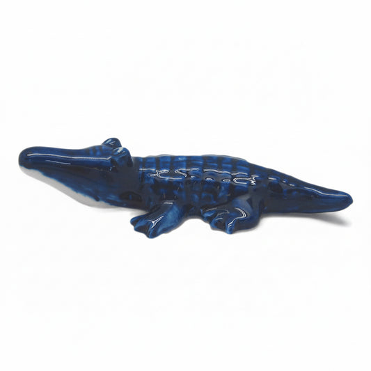 Mini Ceramic Porcelain Delft Blue Alligator Magnet