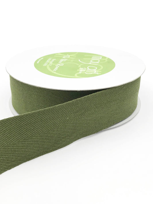 1.5" Olive 100% Cotton Classic Medium Weight Twill Ribbon