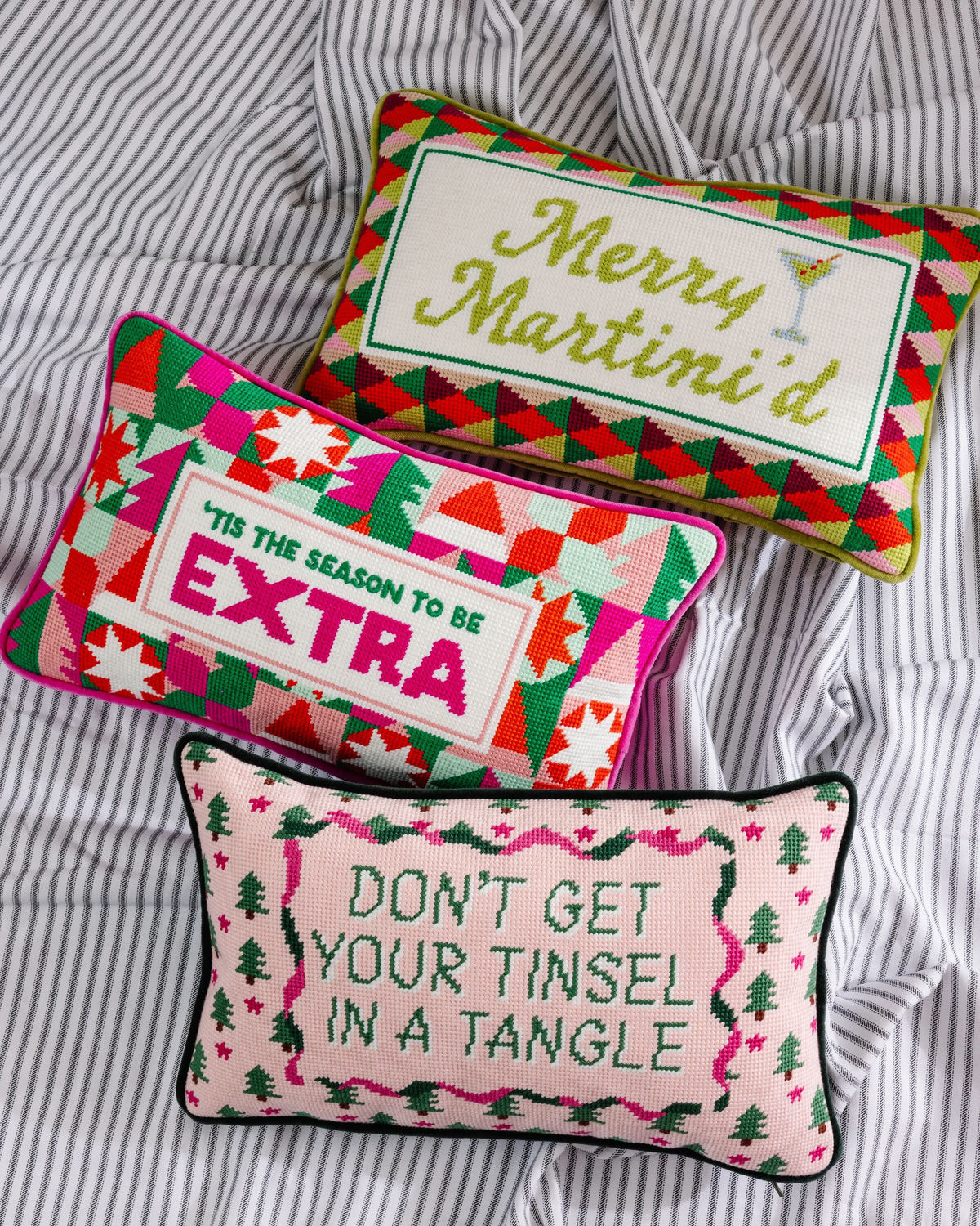 Tis the Extra Season Needlepoint Pillow