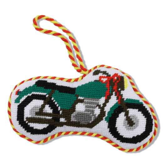 Needlepoint Icon Ornament - Motorcycle