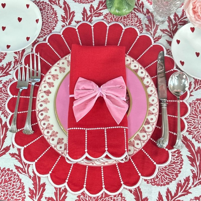 Pink: Velvet Bow Napkin Ties - (Set of 4)
