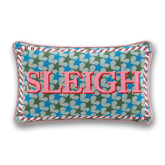 Sleigh Needlepoint Pillow