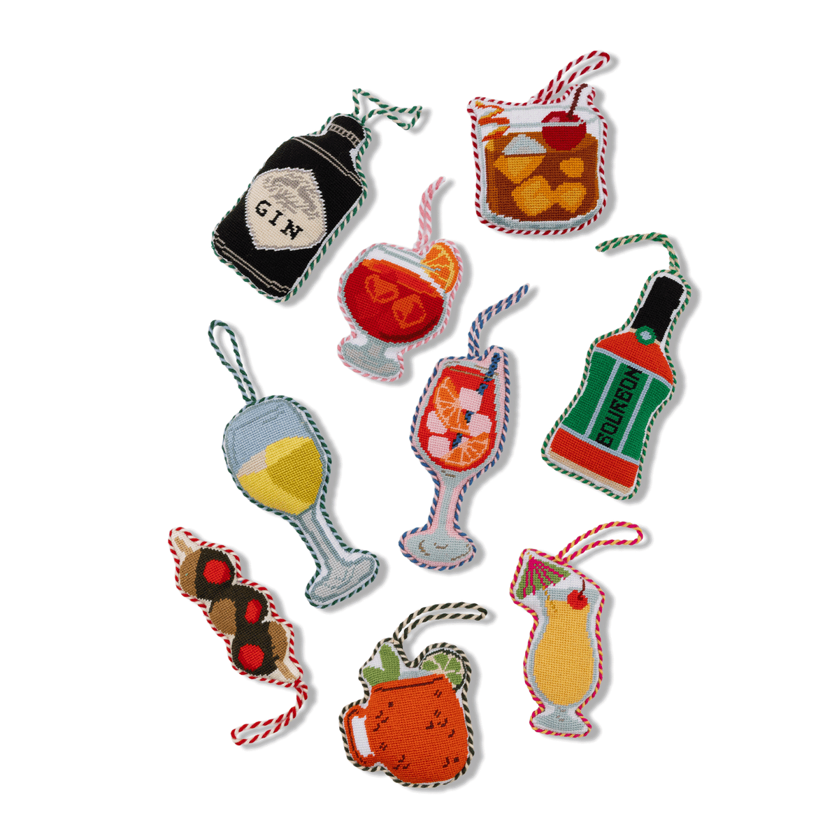 Needlepoint Icon Ornament - Gin Bottle