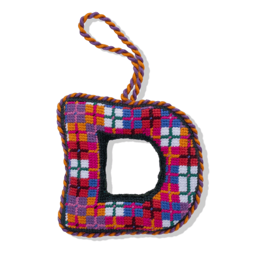 Needlepoint Monogram Ornament - D