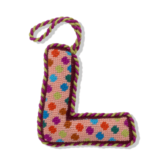 Needlepoint Monogram Ornament - L
