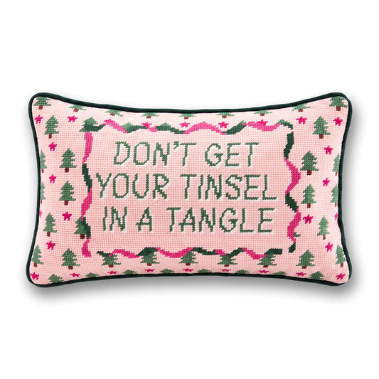 Tinsel in a Tangle Needlepoint Pillow