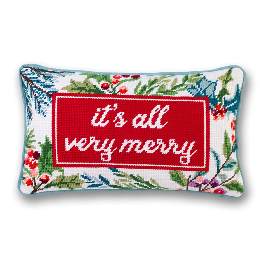 Very Merry Needlepoint Pillow