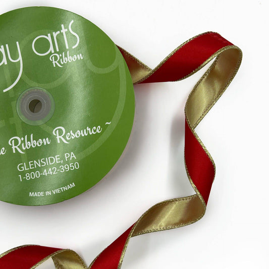 1 Inch Reversible Metallic Ribbon with Wired Edge