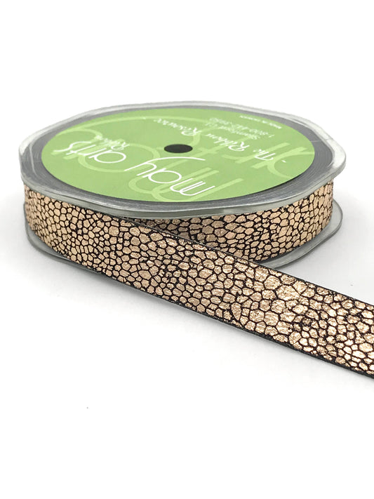 5/8" Rose Gold Metallic Snake Skin Ribbon