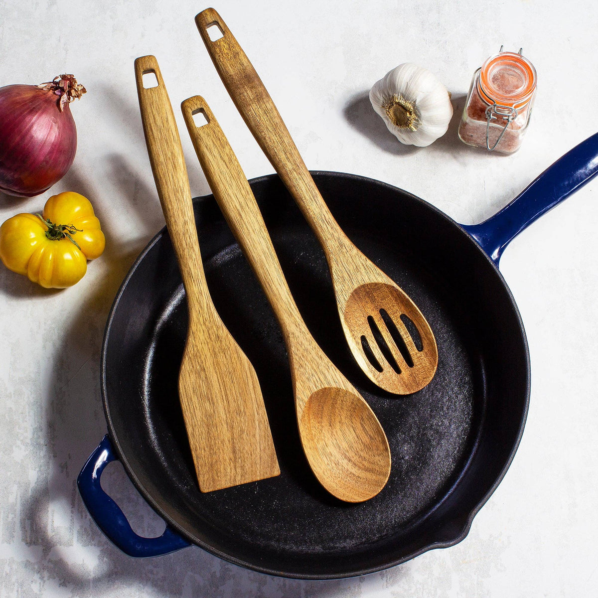 TB Home 3-Piece Acacia Wood Cooking Utensil Set