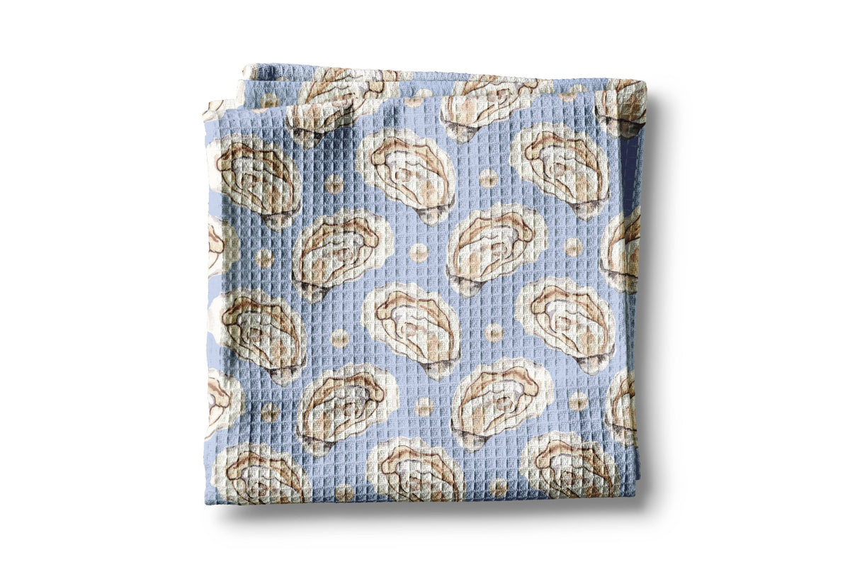 Oyster Shell Nautical Coastal Beach Ocean Kitchen Towel