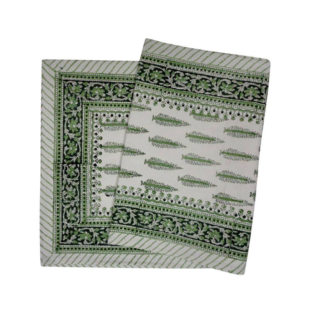 Winter Fall Tree Vineyard Block Print Table Runner