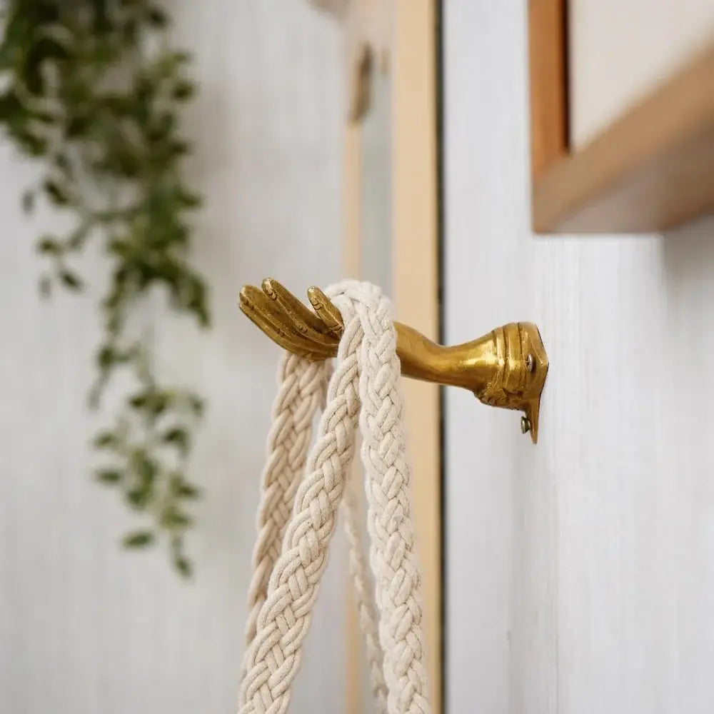 1 Piece Brass Hand Shape Hooks for Closet Gold Mudra Hangers