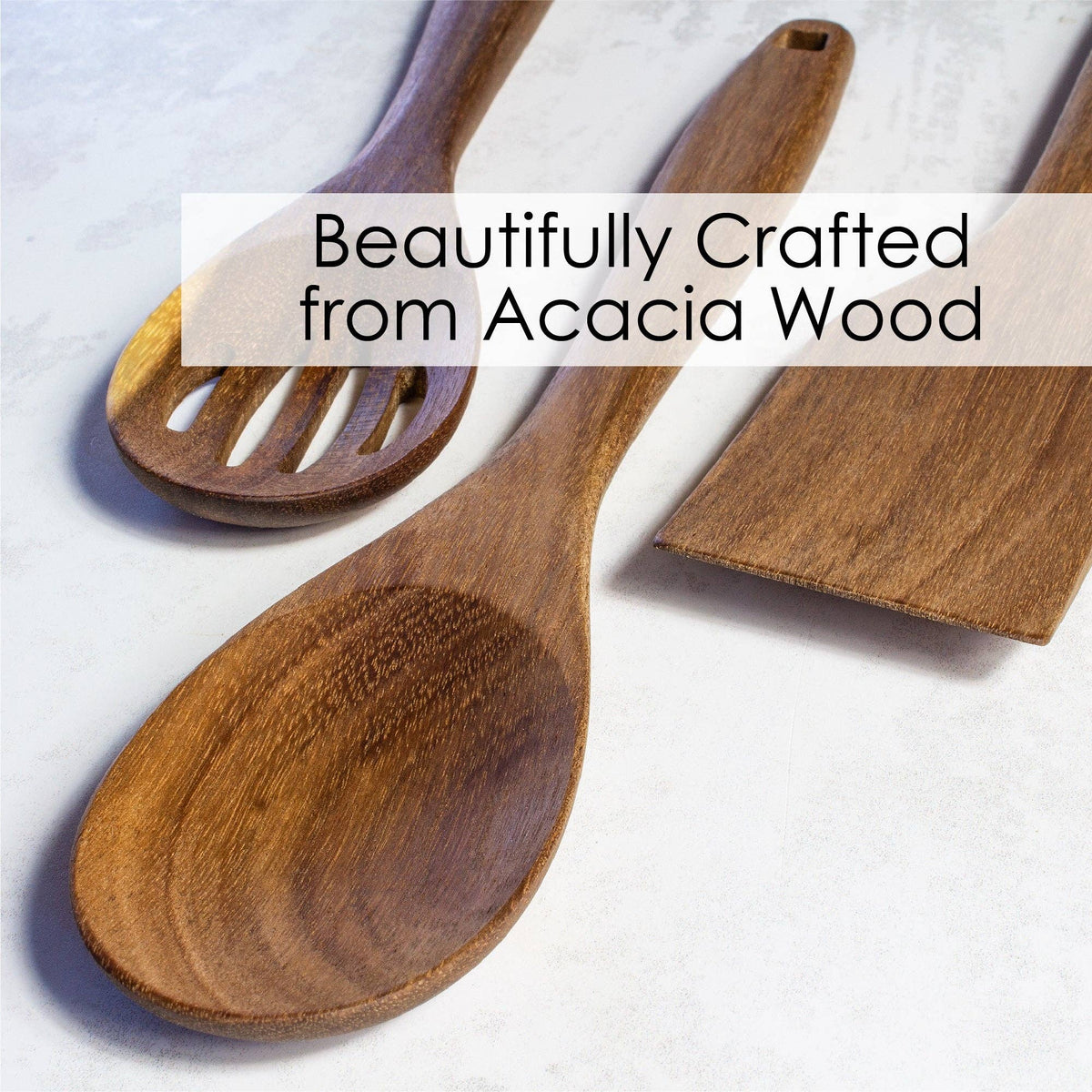 TB Home 3-Piece Acacia Wood Cooking Utensil Set