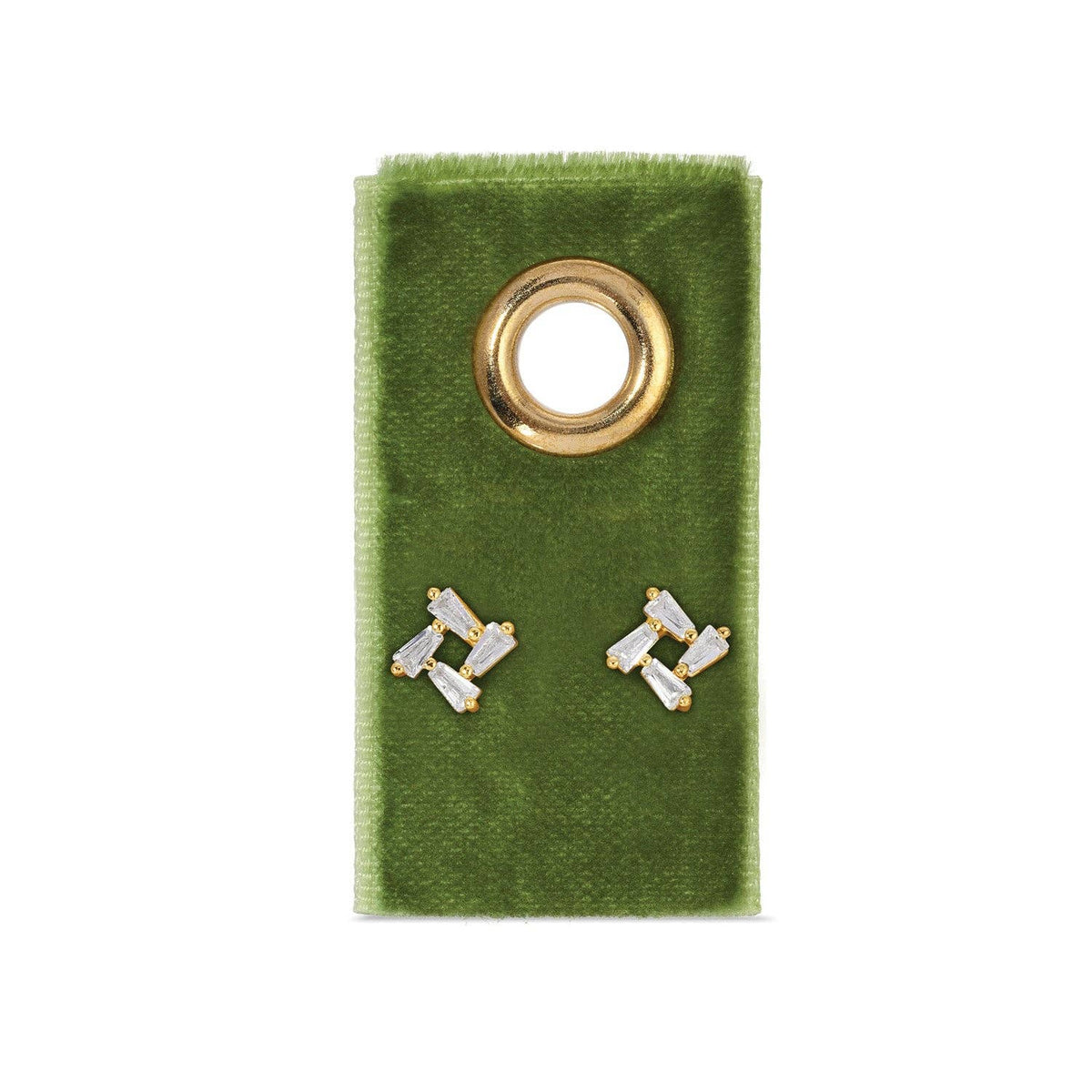 Baguette Cluster Studs On Velvet Gift Tag