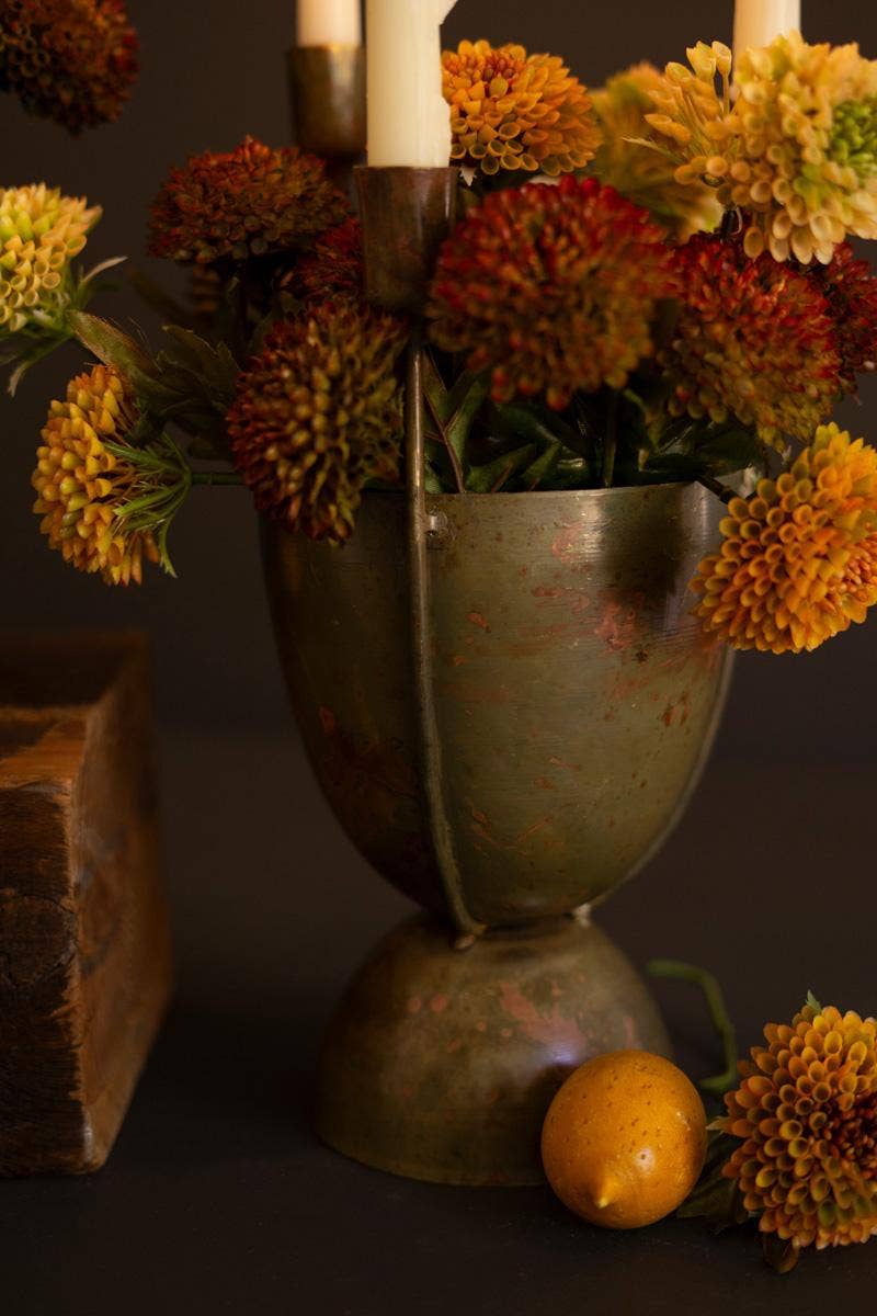 SET OF TWO TAPER CANDELABRAS WITH PLANTER