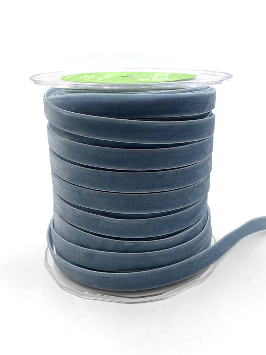 3/8" Blue Grey Classic Woven Velvet Ribbon