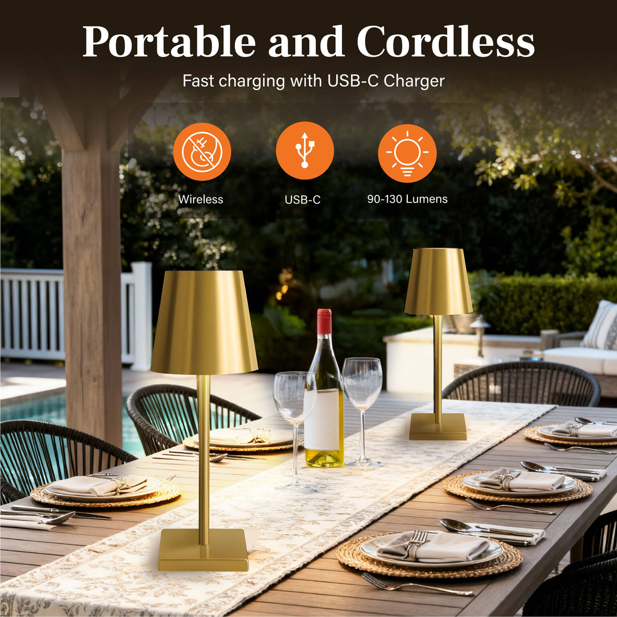 Bell + Howell by Design Nora Gold Modern Dimmable Table Lamp