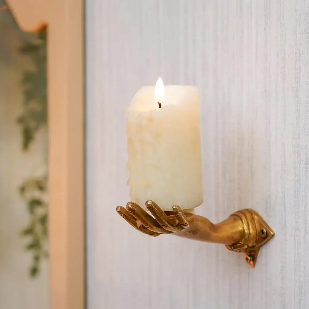 1 Piece Brass Hand Shape Hooks for Closet Gold Mudra Hangers