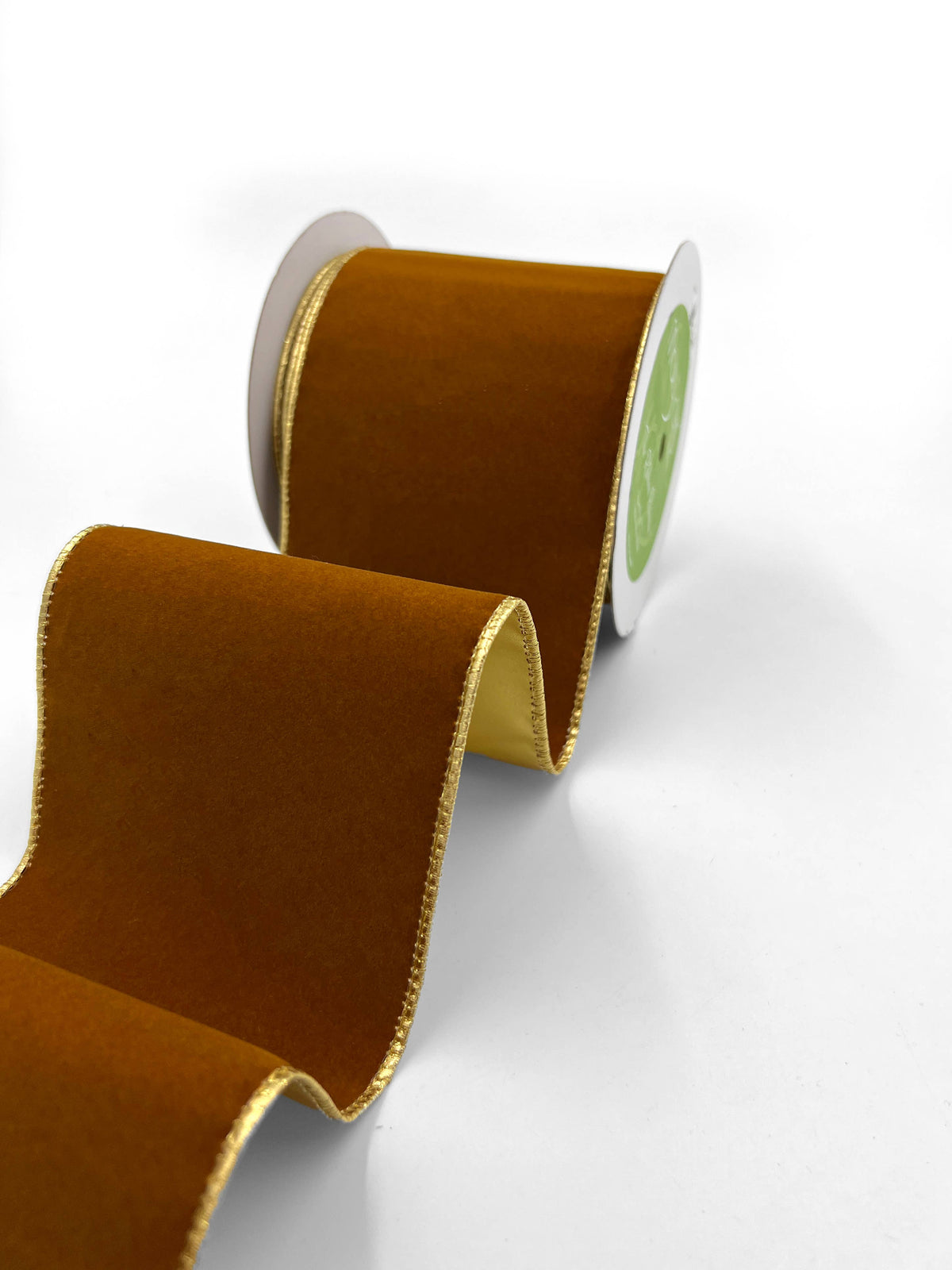 4" Chestnut Velvet Reversible Gold Wired Ribbon