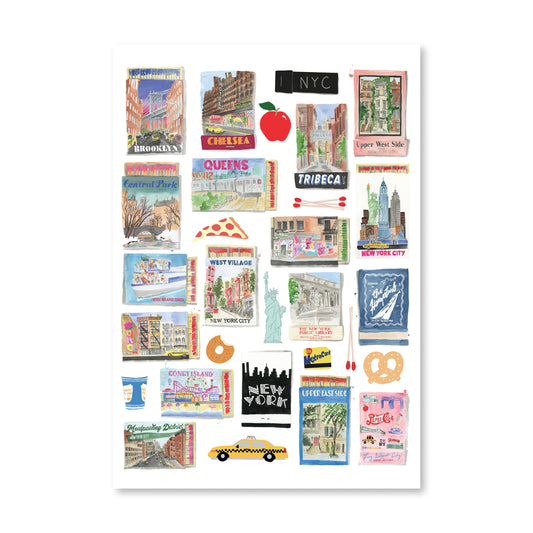 NYC Boroughs Matchbook Art Print